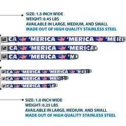 Dog Bone Seatbelt Buckle Collar - 'MERICA/USA Silhouette Blue/White/US Flag