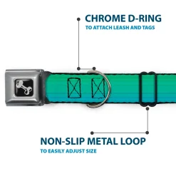 Dog Bone Seatbelt Buckle Collar - Teal Ombre
