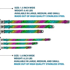 Dog Bone Seatbelt Buckle Collar - Animal Skins Rainbow/Black