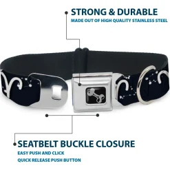 Dog Bone Seatbelt Buckle Collar - Zodiac Aries Symbol/Constellations Black/White