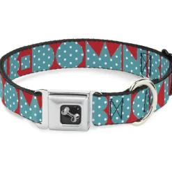 Dog Bone Seatbelt Buckle Collar - BUCKLE-DOWN Shapes Red/Dot Turquoise/White