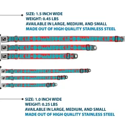 Dog Bone Seatbelt Buckle Collar - BUCKLE-DOWN Shapes Red/Dot Turquoise/White