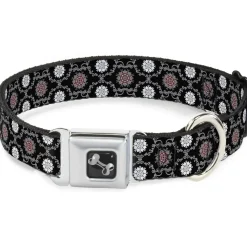 Dog Bone Seatbelt Buckle Collar - Tapestry 1 Black