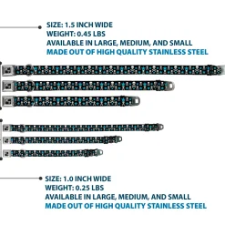 Dog Bone Seatbelt Buckle Collar - Skulls & Stars Black/White/Blue