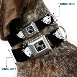 Dog Bone Seatbelt Buckle Collar - Polar Bear Repeat Black