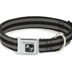 Dog Bone Seatbelt Buckle Collar - Stripes 3Black/2Gray