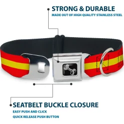 Dog Bone Seatbelt Buckle Collar - Stripes Red/Yellow/Red