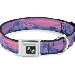 Dog Bone Seatbelt Buckle Collar - Washington MT. RAINIER Sunset Landscape