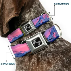 Dog Bone Seatbelt Buckle Collar - Washington MT. RAINIER Sunset Landscape