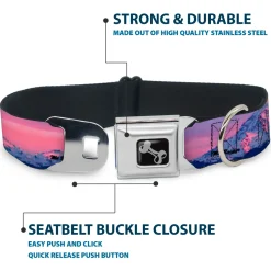 Dog Bone Seatbelt Buckle Collar - Washington MT. RAINIER Sunset Landscape