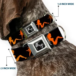 Dog Bone Seatbelt Buckle Collar - Mud Flap Girl Repeat Black/Orange Fade