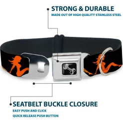 Dog Bone Seatbelt Buckle Collar - Mud Flap Girl Repeat Black/Orange Fade
