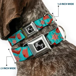 Dog Bone Seatbelt Buckle Collar - Sheriff's Gear/Vertical Stripe Turquoise/Browns