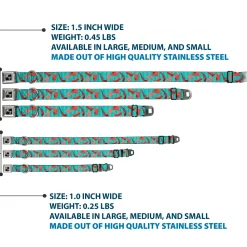 Dog Bone Seatbelt Buckle Collar - Sheriff's Gear/Vertical Stripe Turquoise/Browns