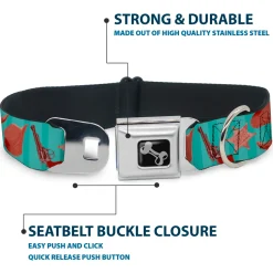 Dog Bone Seatbelt Buckle Collar - Sheriff's Gear/Vertical Stripe Turquoise/Browns
