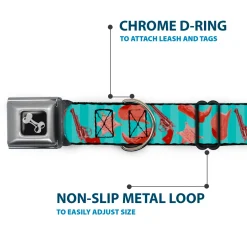 Dog Bone Seatbelt Buckle Collar - Sheriff's Gear/Vertical Stripe Turquoise/Browns