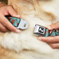 Dog Bone Seatbelt Buckle Collar - Sheriff's Gear/Vertical Stripe Turquoise/Browns