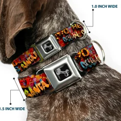 Dog Bone Seatbelt Buckle Collar - Beach Tags/Paint Splatter Brick Wall/Beach Scenes