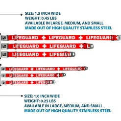 Dog Bone Seatbelt Buckle Collar - LIFEGUARD/Logo Red/White