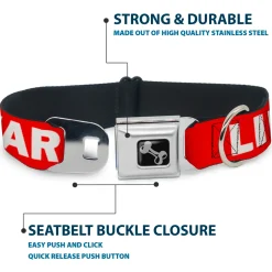 Dog Bone Seatbelt Buckle Collar - LIFEGUARD/Logo Red/White