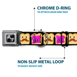 Dog Bone Seatbelt Buckle Collar - Peanut Butter w/Mustache & Jelly