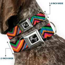 Dog Bone Seatbelt Buckle Collar - Diamond Freehand Multi Color
