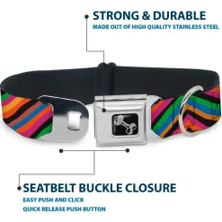Dog Bone Seatbelt Buckle Collar - Diamond Freehand Multi Color
