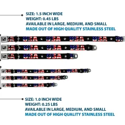 Dog Bone Seatbelt Buckle Collar - USA w/Star Black/US Flags