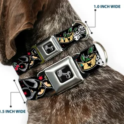 Dog Bone Seatbelt Buckle Collar - Lucky Black