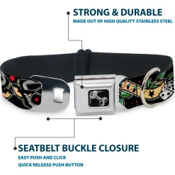 Dog Bone Seatbelt Buckle Collar - Lucky Black