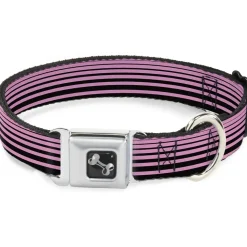 Dog Bone Seatbelt Buckle Collar - Stripe Transition Black/Pink
