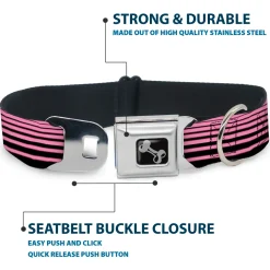 Dog Bone Seatbelt Buckle Collar - Stripe Transition Black/Pink
