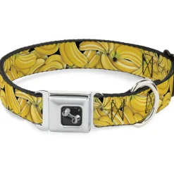 Dog Bone Seatbelt Buckle Collar - Vivid Banana Bunches Stacked