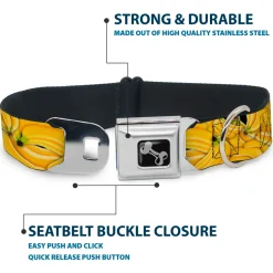 Dog Bone Seatbelt Buckle Collar - Vivid Banana Bunches Stacked
