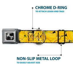 Dog Bone Seatbelt Buckle Collar - Vivid Banana Bunches Stacked
