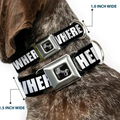 Dog Bone Seatbelt Buckle Collar - I GOT HATERS EVERYWHERE Black/White/Yellow