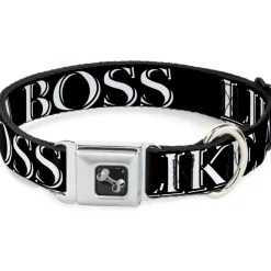 Dog Bone Seatbelt Buckle Collar - LIKE A BOSS2 Black/Red