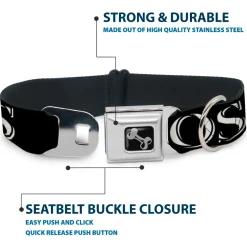 Dog Bone Seatbelt Buckle Collar - LIKE A BOSS2 Black/Red