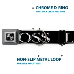 Dog Bone Seatbelt Buckle Collar - LIKE A BOSS2 Black/Red