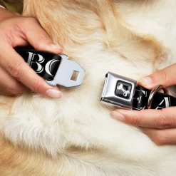 Dog Bone Seatbelt Buckle Collar - LIKE A BOSS2 Black/Red