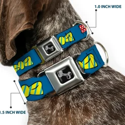 Dog Bone Seatbelt Buckle Collar - Bowties Blue/Multi Color