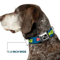 Dog Bone Seatbelt Buckle Collar - Bowties Blue/Multi Color