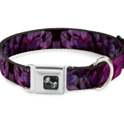 Dog Bone Seatbelt Buckle Collar - Vivid Floral Collage Pinks