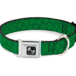 Dog Bone Seatbelt Buckle Collar - St. Pat's Clovers Scattered Greens