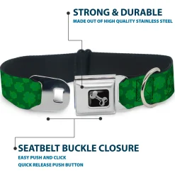 Dog Bone Seatbelt Buckle Collar - St. Pat's Clovers Scattered Greens