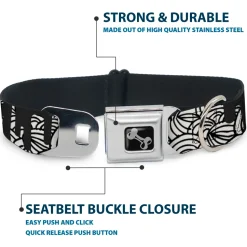 Dog Bone Seatbelt Buckle Collar - Doodle1/Paint Drips White/Black