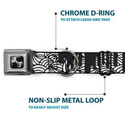 Dog Bone Seatbelt Buckle Collar - Doodle1/Paint Drips White/Black