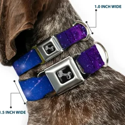 Dog Bone Seatbelt Buckle Collar - Galaxy Blues/Purples
