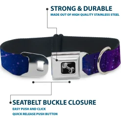 Dog Bone Seatbelt Buckle Collar - Galaxy Blues/Purples