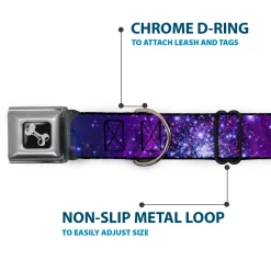 Dog Bone Seatbelt Buckle Collar - Galaxy Blues/Purples
